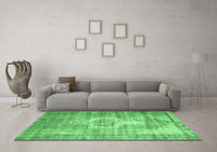Machine Washable Abstract Emerald Green Contemporary Rug, wshcon1314emgrn