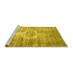 Sideview of Machine Washable Abstract Yellow Contemporary Rug, wshcon1314yw