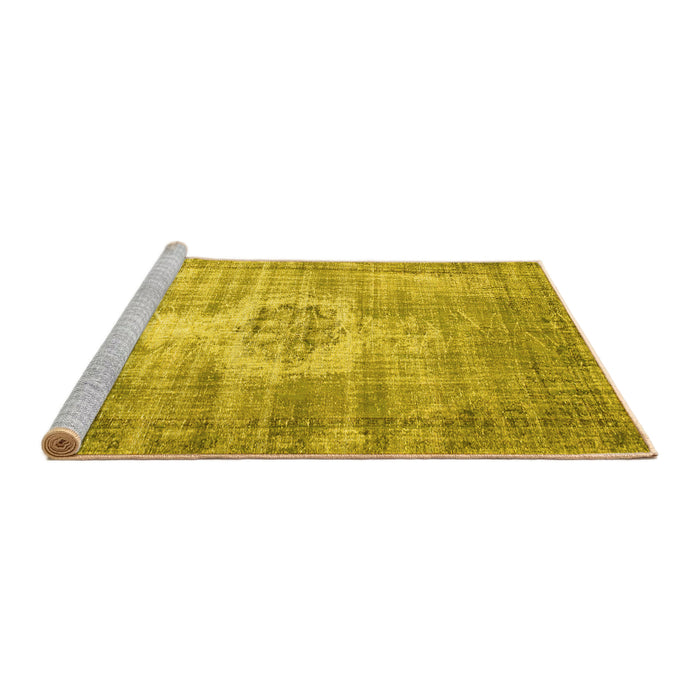 Sideview of Machine Washable Abstract Yellow Contemporary Rug, wshcon1314yw
