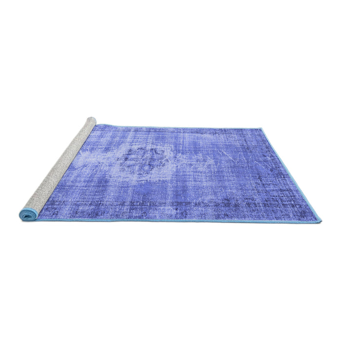 Sideview of Machine Washable Abstract Blue Contemporary Rug, wshcon1314blu