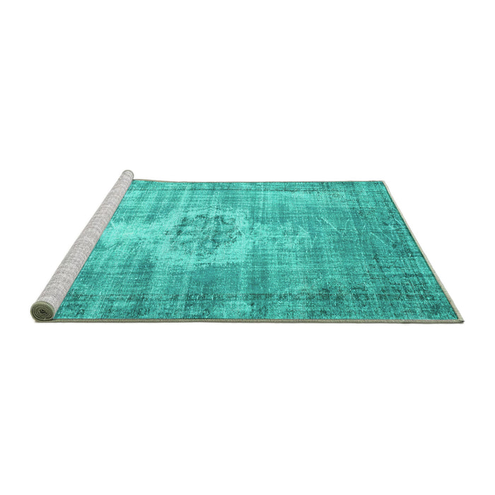 Sideview of Machine Washable Abstract Turquoise Contemporary Area Rugs, wshcon1314turq