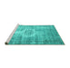 Sideview of Machine Washable Abstract Turquoise Contemporary Area Rugs, wshcon1314turq