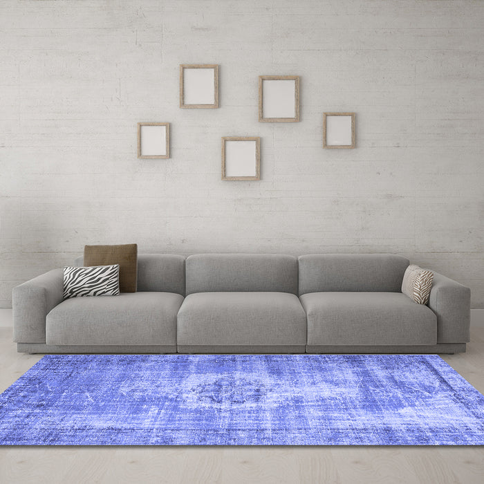 Machine Washable Abstract Blue Contemporary Rug in a Living Room, wshcon1314blu
