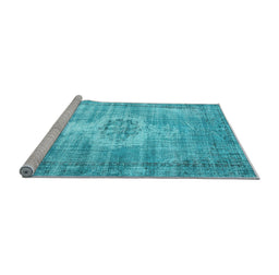 Sideview of Machine Washable Abstract Light Blue Contemporary Rug, wshcon1314lblu