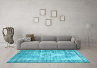 Machine Washable Abstract Light Blue Contemporary Rug, wshcon1314lblu