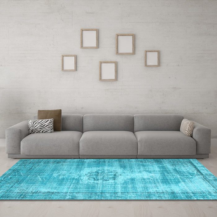 Machine Washable Abstract Light Blue Contemporary Rug in a Living Room, wshcon1314lblu