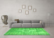 Machine Washable Abstract Green Contemporary Area Rugs in a Living Room,, wshcon1314grn