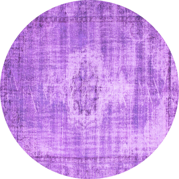 Round Abstract Purple Contemporary Rug, con1314pur