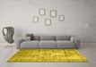 Machine Washable Abstract Yellow Contemporary Rug in a Living Room, wshcon1314yw