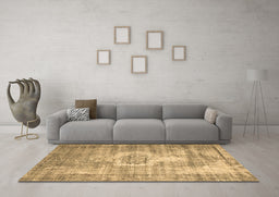 Machine Washable Abstract Brown Contemporary Rug in a Living Room,, wshcon1314brn