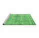 Sideview of Machine Washable Abstract Emerald Green Contemporary Area Rugs, wshcon1315emgrn