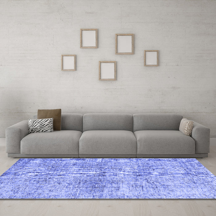 Machine Washable Abstract Blue Contemporary Rug in a Living Room, wshcon1315blu