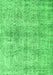 Serging Thickness of Machine Washable Abstract Green Contemporary Area Rugs, wshcon1315grn