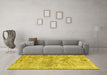 Machine Washable Abstract Yellow Contemporary Rug in a Living Room, wshcon1315yw