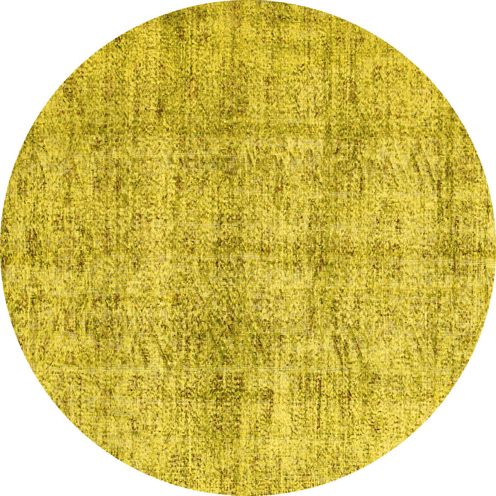 Round Abstract Yellow Contemporary Rug, con1315yw