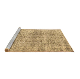 Sideview of Machine Washable Abstract Brown Contemporary Rug, wshcon1315brn