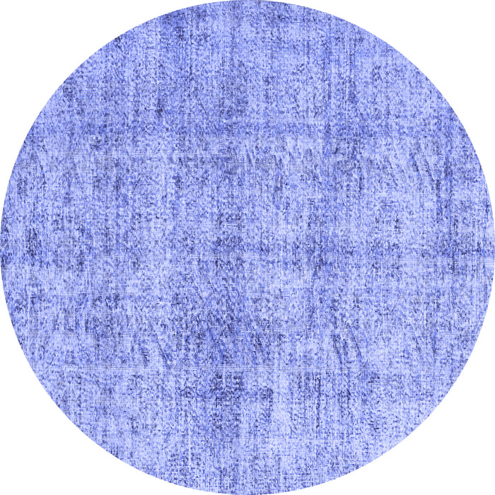 Round Abstract Blue Contemporary Rug, con1315blu