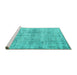 Sideview of Machine Washable Abstract Turquoise Contemporary Area Rugs, wshcon1315turq