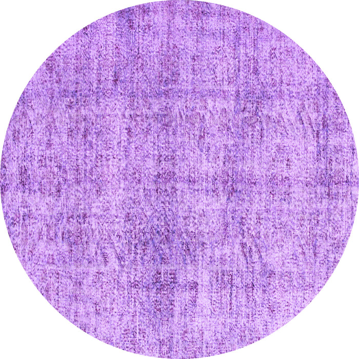 Round Machine Washable Abstract Purple Contemporary Area Rugs, wshcon1315pur