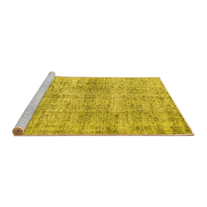 Sideview of Machine Washable Abstract Yellow Contemporary Rug, wshcon1315yw