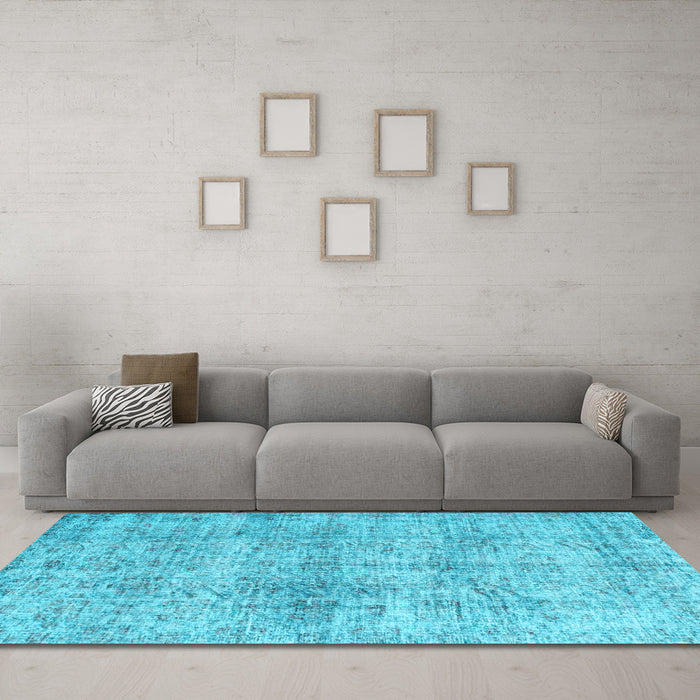 Machine Washable Abstract Light Blue Contemporary Rug in a Living Room, wshcon1315lblu