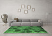 Machine Washable Abstract Emerald Green Contemporary Area Rugs in a Living Room,, wshcon1316emgrn