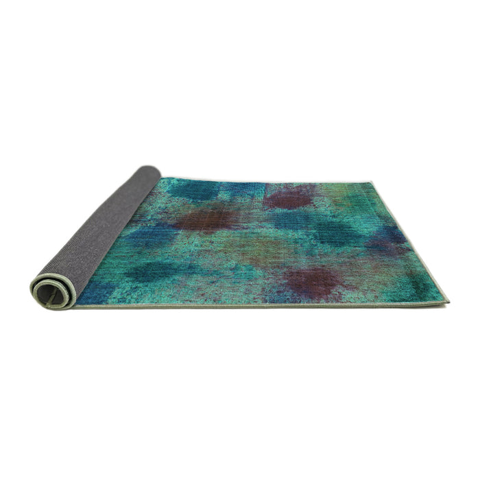 Sideview of Abstract Turquoise Contemporary Rug, con1316turq