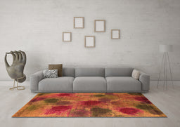 Machine Washable Abstract Orange Contemporary Area Rugs in a Living Room, wshcon1316org
