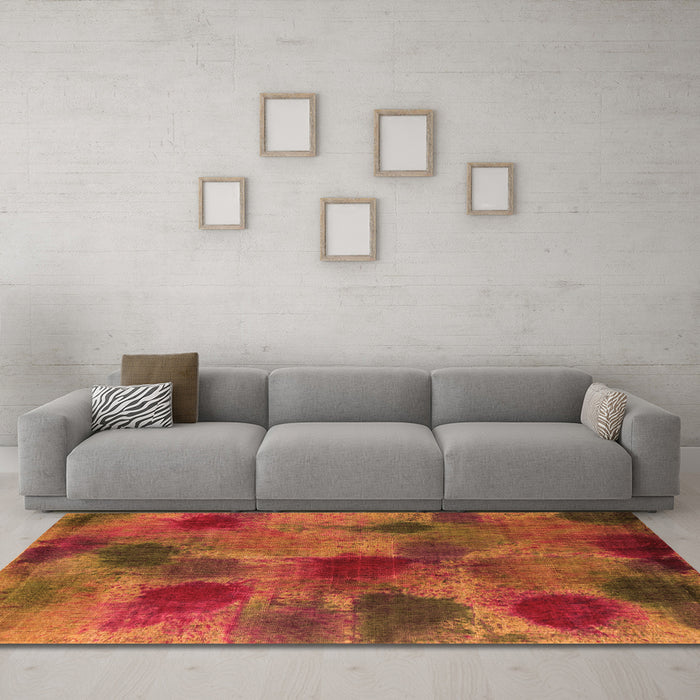 Machine Washable Abstract Orange Contemporary Area Rugs in a Living Room, wshcon1316org