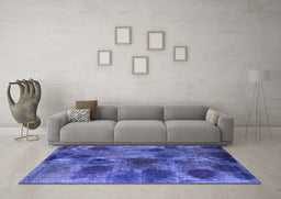 Machine Washable Abstract Blue Contemporary Rug in a Living Room, wshcon1316blu
