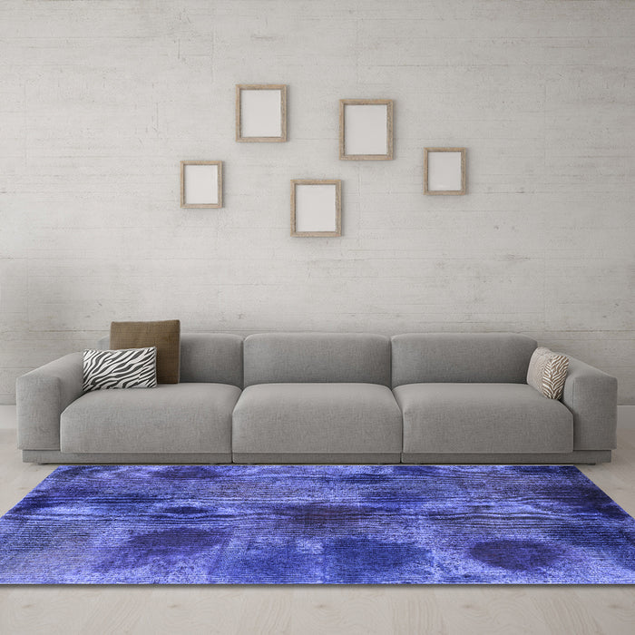 Machine Washable Abstract Blue Contemporary Rug in a Living Room, wshcon1316blu
