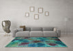Machine Washable Abstract Turquoise Contemporary Area Rugs in a Living Room,, wshcon1316turq