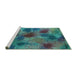Sideview of Machine Washable Abstract Turquoise Contemporary Area Rugs, wshcon1316turq