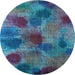 Round Abstract Light Blue Contemporary Rug, con1316lblu