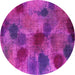 Round Machine Washable Abstract Pink Contemporary Rug, wshcon1316pnk