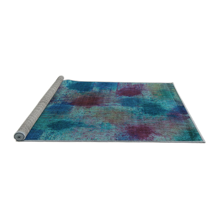 Sideview of Machine Washable Abstract Light Blue Contemporary Rug, wshcon1316lblu