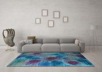 Machine Washable Abstract Light Blue Contemporary Rug, wshcon1316lblu