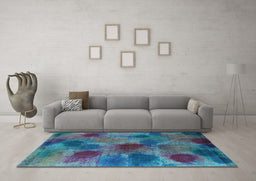 Machine Washable Abstract Light Blue Contemporary Rug in a Living Room, wshcon1316lblu