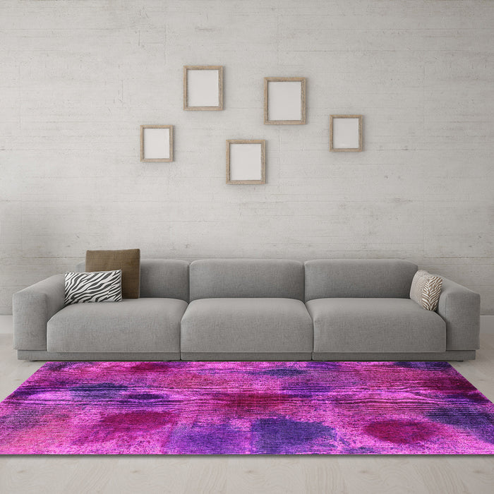 Machine Washable Abstract Pink Contemporary Rug in a Living Room, wshcon1316pnk