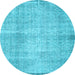 Round Machine Washable Abstract Light Blue Contemporary Rug, wshcon1317lblu