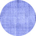 Round Abstract Blue Contemporary Rug, con1317blu