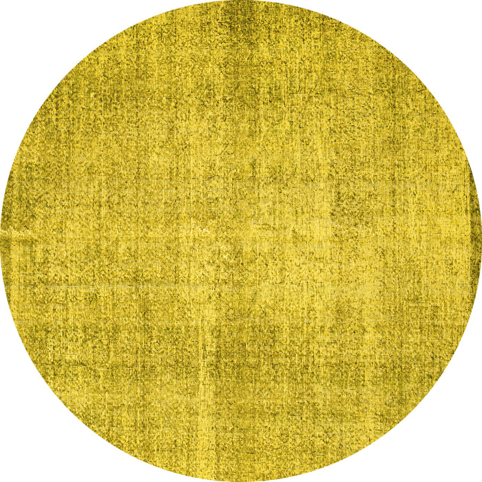 Round Abstract Yellow Contemporary Rug, con1317yw