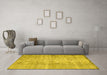 Machine Washable Abstract Yellow Contemporary Rug in a Living Room, wshcon1317yw