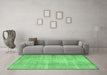 Machine Washable Abstract Emerald Green Contemporary Area Rugs in a Living Room,, wshcon1317emgrn