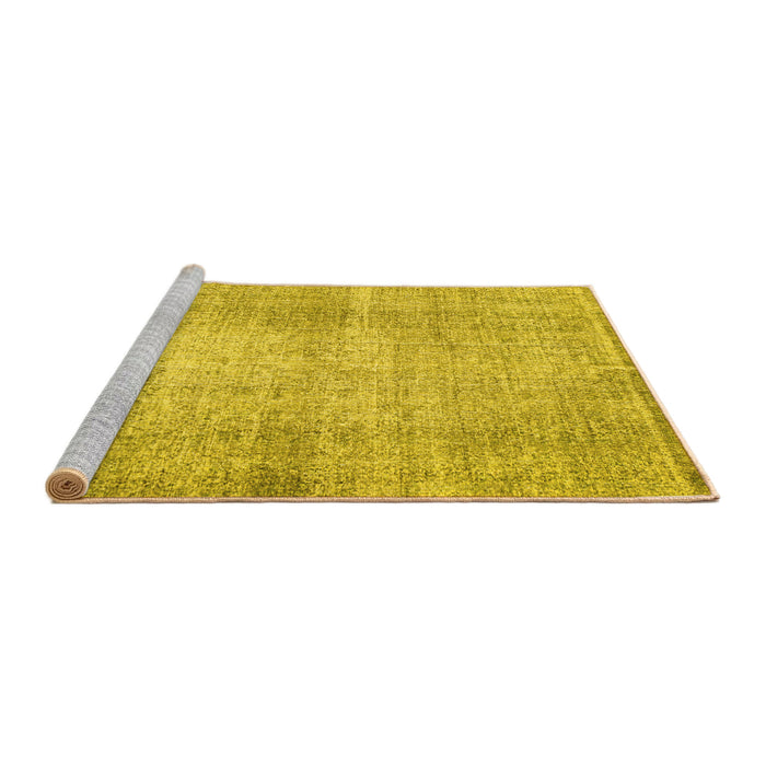 Sideview of Machine Washable Abstract Yellow Contemporary Rug, wshcon1317yw