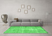 Machine Washable Abstract Green Contemporary Area Rugs in a Living Room,, wshcon1317grn