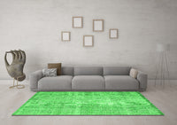 Machine Washable Abstract Green Contemporary Rug, wshcon1317grn