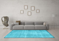 Machine Washable Abstract Light Blue Contemporary Rug, wshcon1317lblu