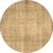 Round Machine Washable Abstract Brown Contemporary Rug, wshcon1317brn