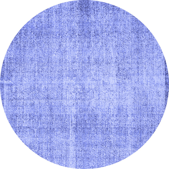 Round Machine Washable Abstract Blue Contemporary Rug, wshcon1317blu